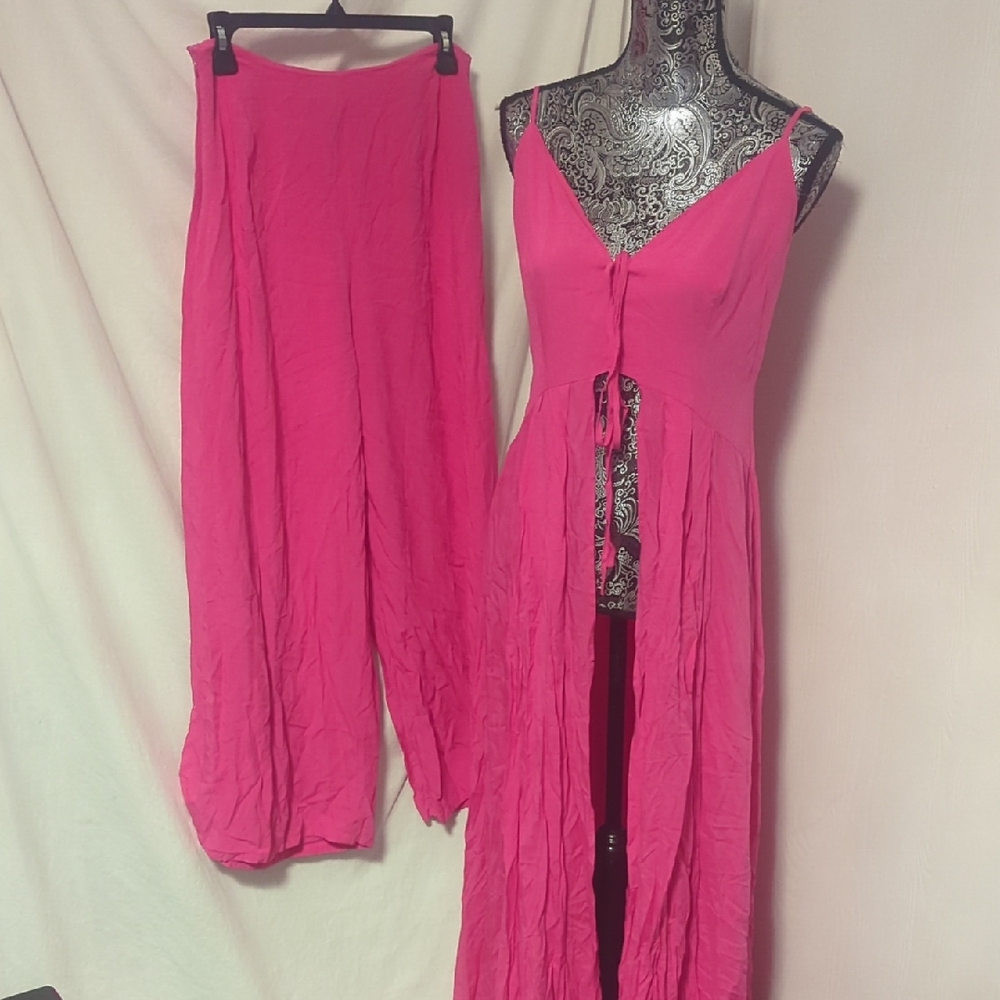 Shein Vibrant Pink Maxt Top Pants Set